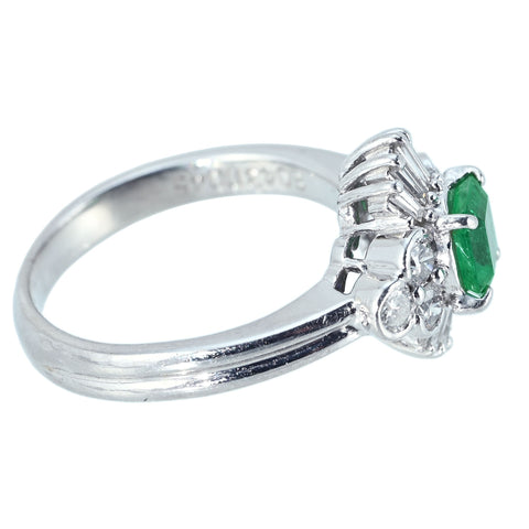 【中古】PT900 EMERALD RING エメラルドリング E0.43ct D0.45ct 5.6g #8.5
