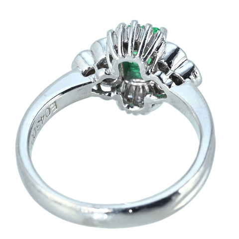 【中古】PT900 EMERALD RING エメラルドリング E0.43ct D0.45ct 5.6g #8.5