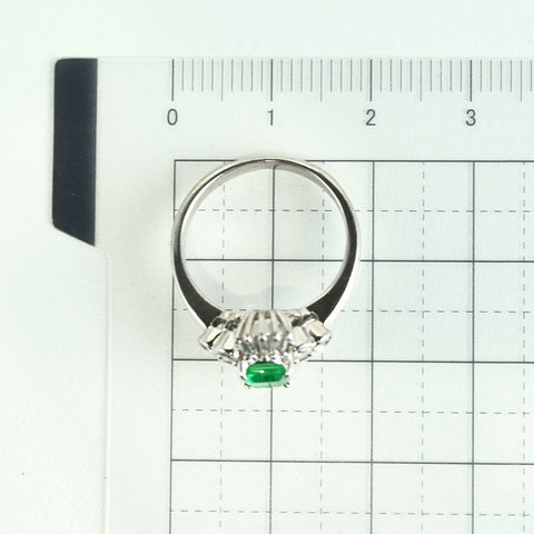 【中古】PT900 EMERALD RING エメラルドリング E0.43ct D0.45ct 5.6g #8.5
