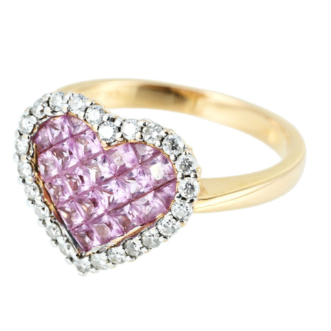 【中古】K18PG PINK SAPPHIRE RING インヴィジブルセッティング ピンクサファイア リング PS0.95ct D0.28ct 4.2g #12.5