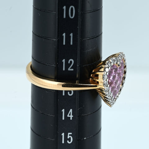 【中古】K18PG PINK SAPPHIRE RING インヴィジブルセッティング ピンクサファイア リング PS0.95ct D0.28ct 4.2g #12.5