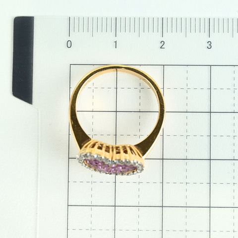 【中古】K18PG PINK SAPPHIRE RING インヴィジブルセッティング ピンクサファイア リング PS0.95ct D0.28ct 4.2g #12.5