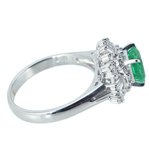 【中古】PT900 EMERALD RING エメラルドリング E1.27ct D0.71ct 7.3g #15