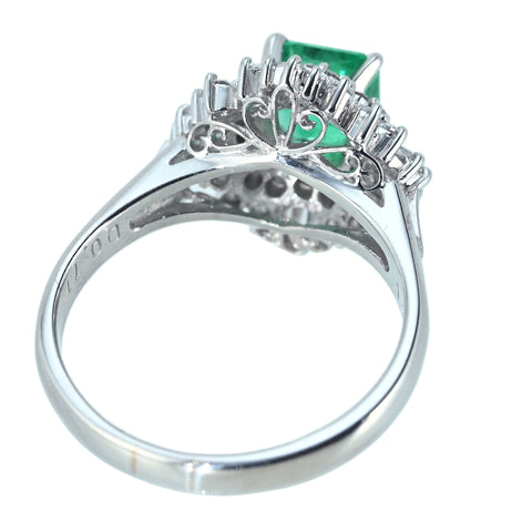 【中古】PT900 EMERALD RING エメラルドリング E1.27ct D0.71ct 7.3g #15