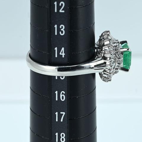 【中古】PT900 EMERALD RING エメラルドリング E1.27ct D0.71ct 7.3g #15