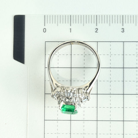 【中古】PT900 EMERALD RING エメラルドリング E1.27ct D0.71ct 7.3g #15