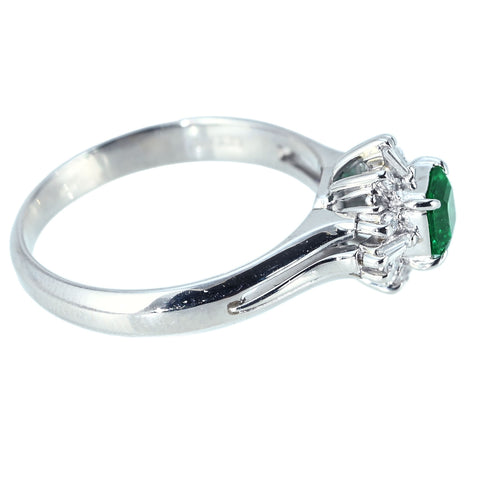 【中古】PT900 EMERALD RING エメラルドリング 0.40ct D0.19ct 4.7g #13