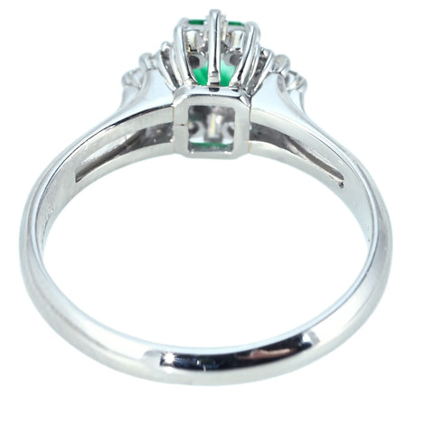 【中古】PT900 EMERALD RING エメラルドリング 0.40ct D0.19ct 4.7g #13