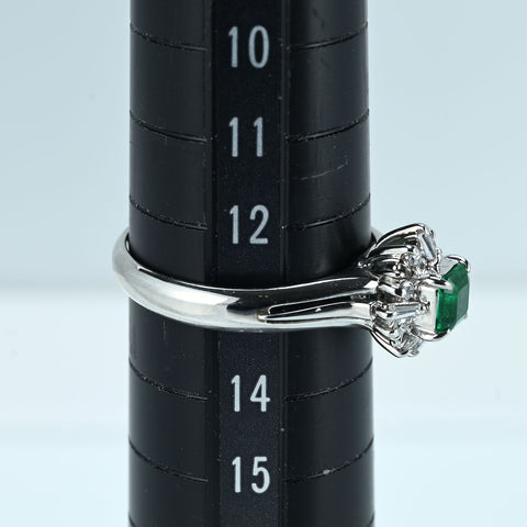 【中古】PT900 EMERALD RING エメラルドリング 0.40ct D0.19ct 4.7g #13