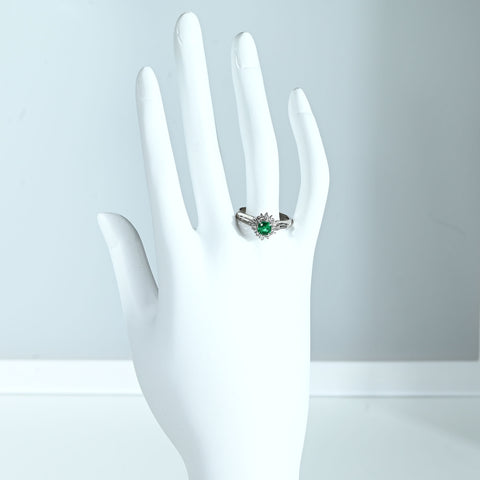 【中古】PT900 EMERALD RING エメラルドリング 0.40ct D0.19ct 4.7g #13