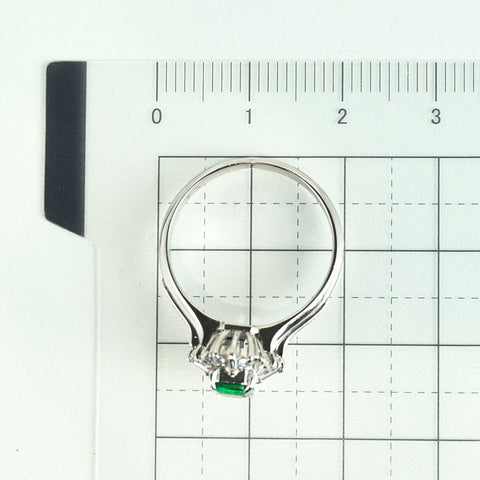 【中古】PT900 EMERALD RING エメラルドリング 0.40ct D0.19ct 4.7g #13