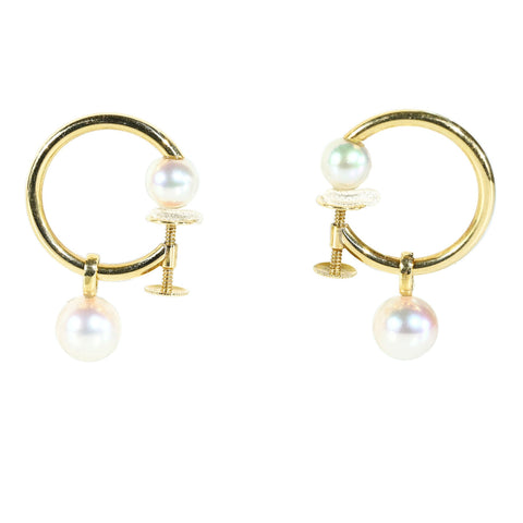 【中古】 K18 AKOYA PEARL EARRINGS アコヤパールイヤリング 4.1g 6.0 - 7.5mm