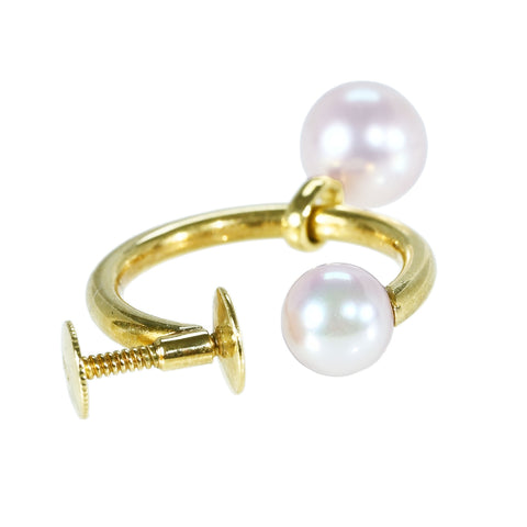 【中古】 K18 AKOYA PEARL EARRINGS アコヤパールイヤリング 4.1g 6.0 - 7.5mm