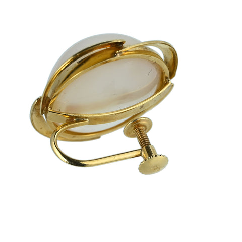 【中古】 K18WG MABE PEARL EARRINGS マベパールイヤリング 14.0mm 7.8g