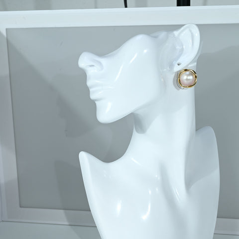 【中古】 K18WG MABE PEARL EARRINGS マベパールイヤリング 14.0mm 7.8g