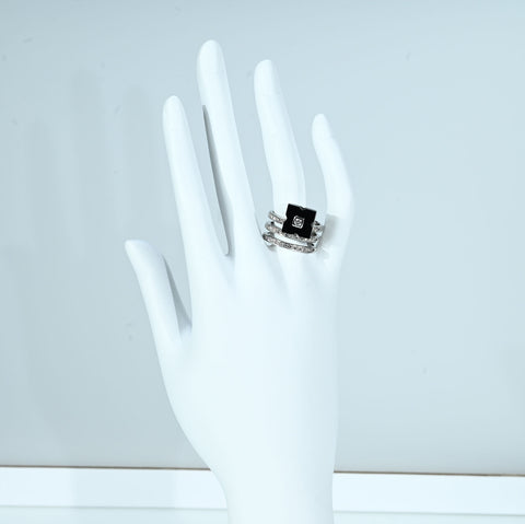 【中古】K18WG/ONIX DIAMOND RING ダイヤモンドリング D0.42ct D0.08ct 8.8g #10