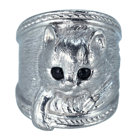 【中古】 PT900 ONIX RING オニキスリング（ネコ）16.5g #13