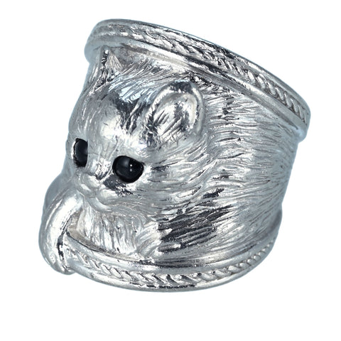 【中古】 PT900 ONIX RING オニキスリング（ネコ）16.5g #13