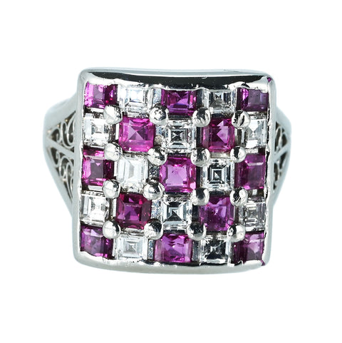 【中古】PT900 RUBY RING ルビ・ダイヤモンドーリング R1.75ct D0.92ct 12.6g #9