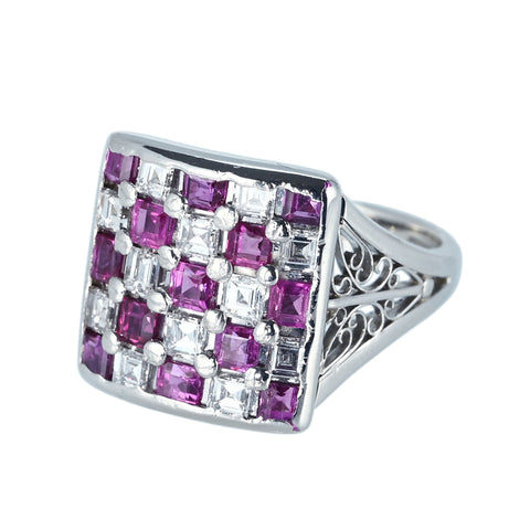 【中古】PT900 RUBY RING ルビ・ダイヤモンドーリング R1.75ct D0.92ct 12.6g #9