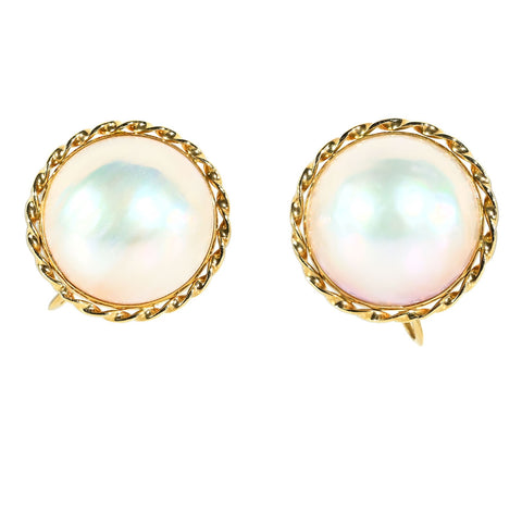 【中古】K18YG MABE PEARL EARRINGS マベパールイヤリング 13.7mm 5.8g