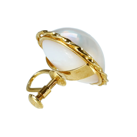 【中古】K18YG MABE PEARL EARRINGS マベパールイヤリング 13.7mm 5.8g