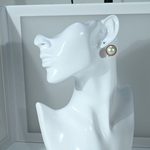【中古】K18YG MABE PEARL EARRINGS マベパールイヤリング 13.7mm 5.8g