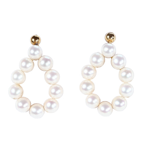 【中古】 K18YG AKOYA PEARL EARRINGS アコヤパールピアス 4.0mm 2.8g PIERCE