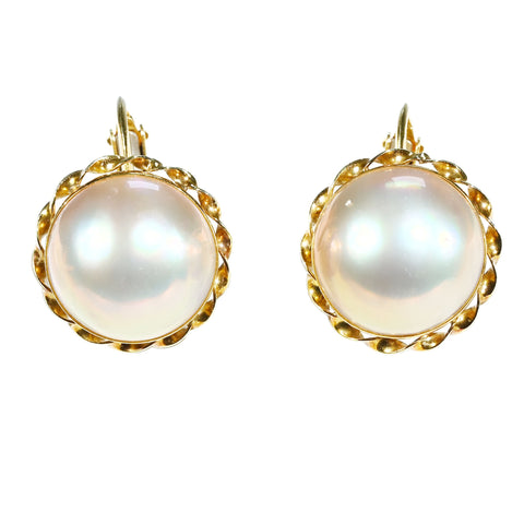 【中古】K18YG MABE PEARL EARRING マベパールイヤリング 13.5mm 6.0g