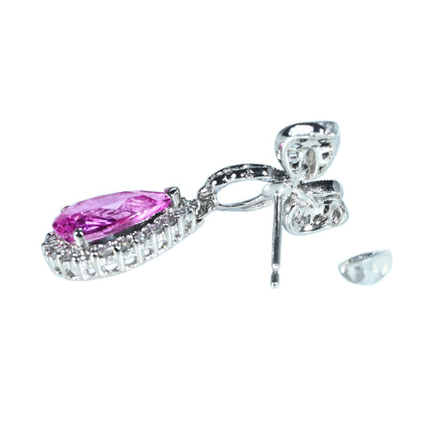【中古】PT900 PINK SAPPHIRE EARRINGS ピンクサファイアピアス PS3.968ct / PS3.648ct D GRS鑑別書 10.6g