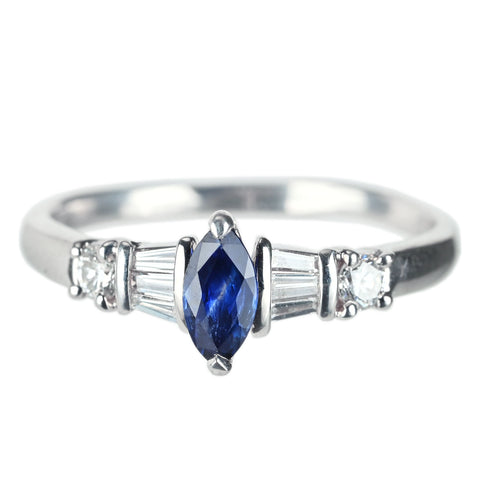 【中古】PT900 SAPPHIRE サファイア リング S0.40ct D0.27ct 4.2g #11
