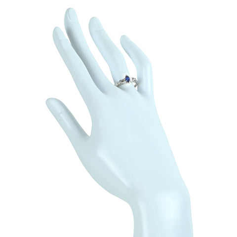 【中古】PT900 SAPPHIRE サファイア リング S0.40ct D0.27ct 4.2g #11