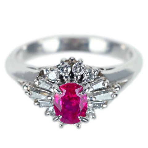 [Used] PT900 RUBY Ruby Ring R0.56ct D0.30ct 5.8g #8 