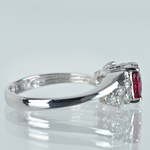 【中古】K18WG RUBY ルビーリング ピジョンブラッド 非加熱 R1.02ct D0.30ct  3.6g #14 AIGS鑑別書付き