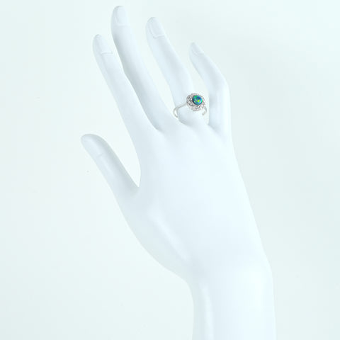 【中古】K18WG BLACK OPAL ブラックオパールリング 0.79ct D0.16ct 2.7g #13