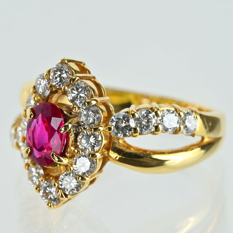 【中古】K18YG RUBY ルビーリング R0.59ct D1.00ct 6.9g #12