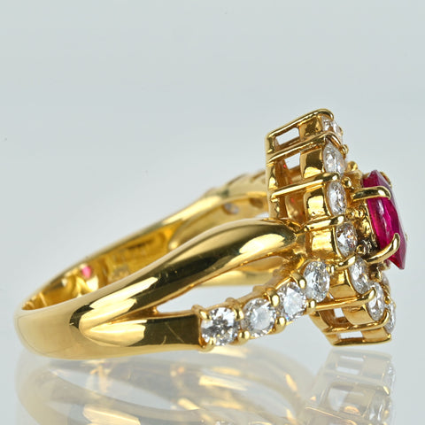 【中古】K18YG RUBY ルビーリング R0.59ct D1.00ct 6.9g #12
