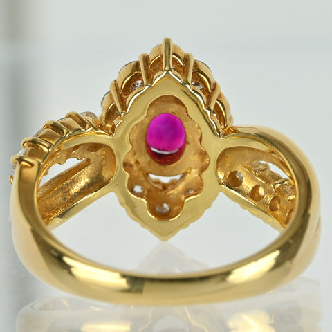 【中古】K18YG RUBY ルビーリング R0.59ct D1.00ct 6.9g #12
