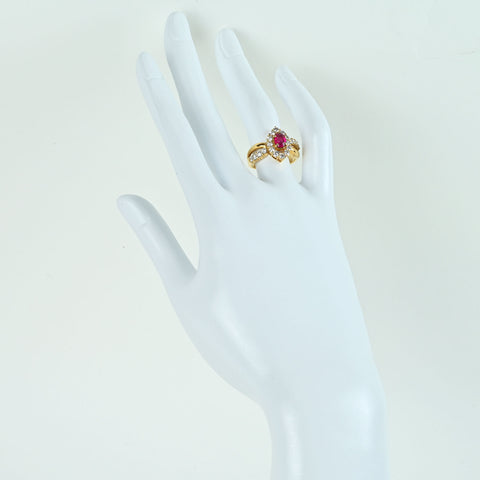 【中古】K18YG RUBY ルビーリング R0.59ct D1.00ct 6.9g #12