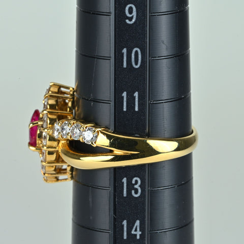 【中古】K18YG RUBY ルビーリング R0.59ct D1.00ct 6.9g #12
