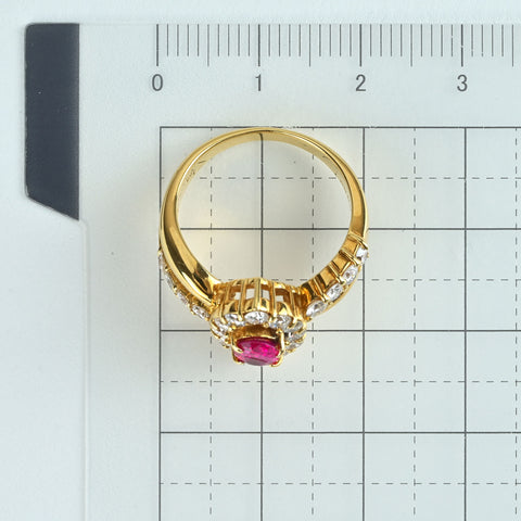 【中古】K18YG RUBY ルビーリング R0.59ct D1.00ct 6.9g #12