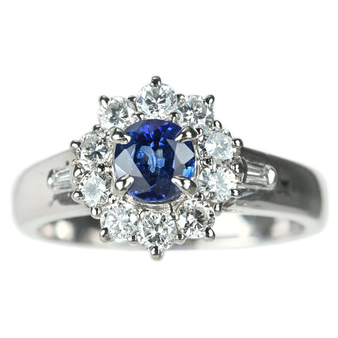【中古】PT900 SAPPHIRE サファイア リング S0.60ct D0.48ct 5.8g #9