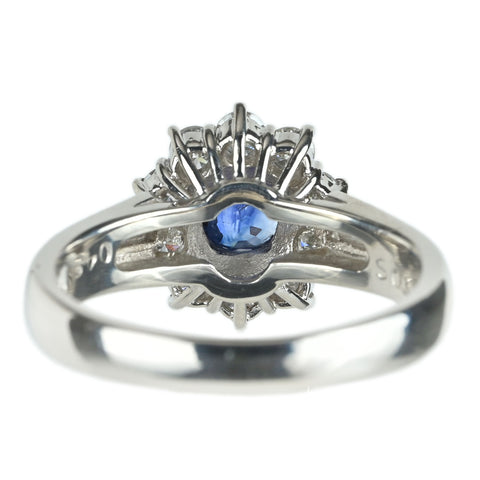 【中古】PT900 SAPPHIRE サファイア リング S0.60ct D0.48ct 5.8g #9
