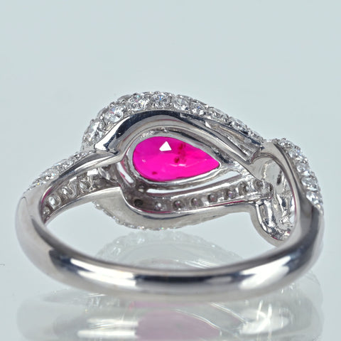 【中古】K18WG MOZAMBIQUE RUBY モザンビーク産ヴィヴィッドレッドカラー ルビーリング R2.02 D1.12ct GRS鑑別書 #15 5.8g