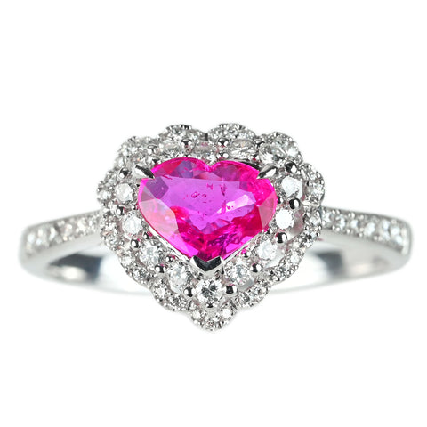 【中古】K18WG RUBY ルビー リング R0.68ct D0.33ct 2.9g #14