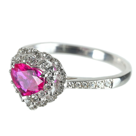 [Used] K18WG RUBY Ruby Ring R0.68ct D0.33ct 2.9g #14 