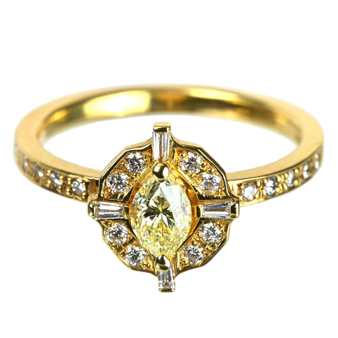 【中古】K18YG DIAMOND ダイヤモンド リング 0.412ct  D0.25ct 3.8g #12