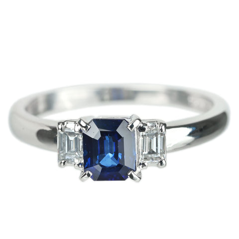 [Used] TASAKI PT900 SAPPHIRE Sapphire Ring S0.95ct D0.30ct 4.5g #11 