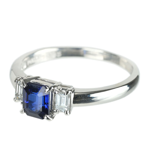 [Used] TASAKI PT900 SAPPHIRE Sapphire Ring S0.95ct D0.30ct 4.5g #11 
