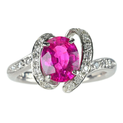 【中古】PT900 PINK TOURMALINE ピンクトルマリンリング PT1.58ct D0.20ct 6.76g #12